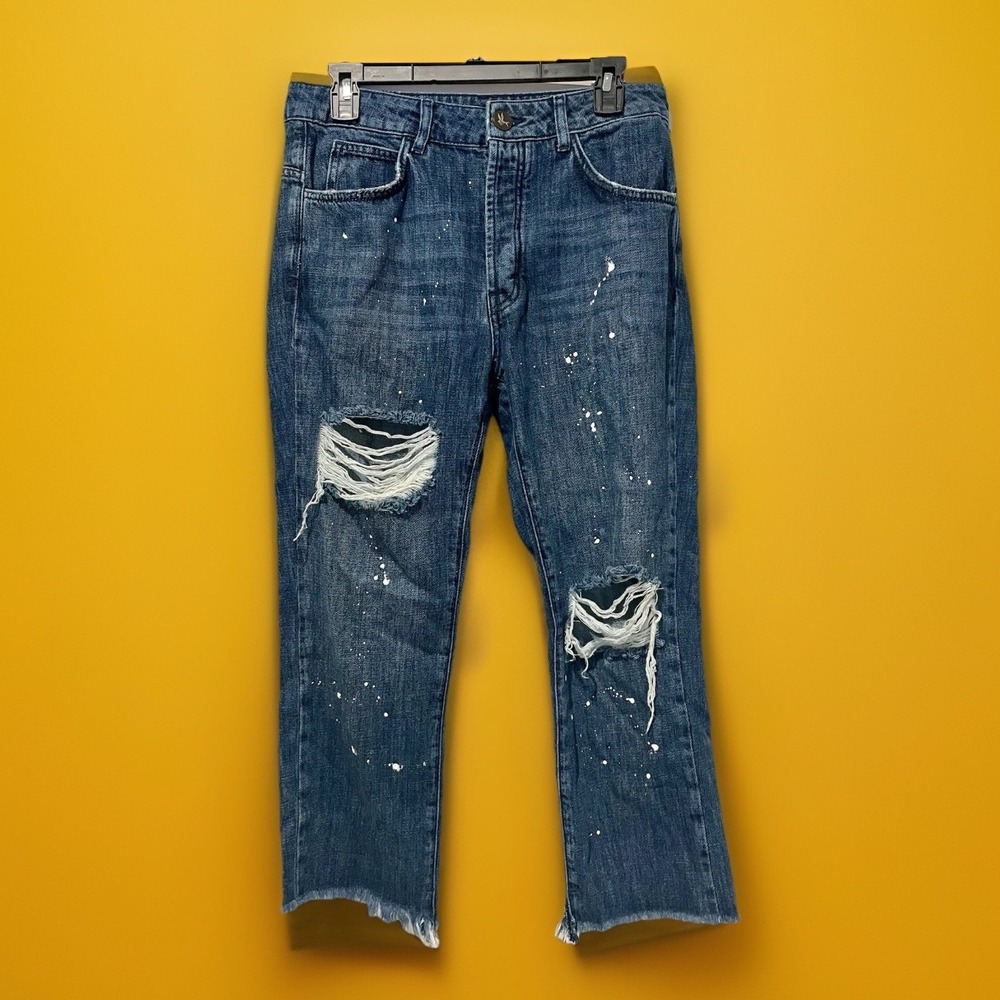 NWOT One Teaspoon Bayon Pant Jeans Womens 26 Pop Cult‎ Hooligans Destroyed Paint